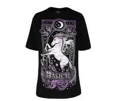 Dámske tričko Goth Oversized - Magical Unicorn (Women´s t-shirt)