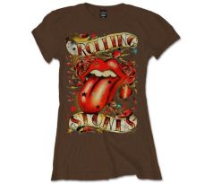 dámske tričko Rolling Stones - Tongue & Stars (Brown) (Women´s t-shirt)