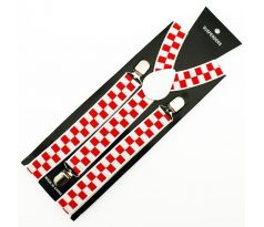 Traky 25mm - SKA - White & Red (3 clip fashion braces)