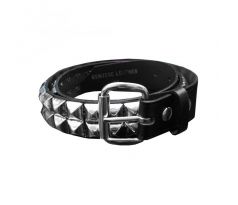 2-radový koženný opasok vybíjaný - Black & Silver Pyramids (belt) I CDAQUARIUS.COM