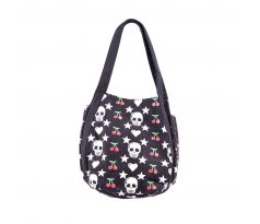 plátená taška ROCK DADDY Canvas Bag - Skulls & Stars in White Shoulder Bag