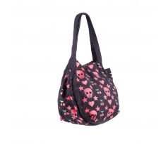 plátená taška ROCK DADDY Canvas Bag - Skulls & Stars in Red Shoulder Bag