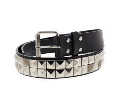 2-radový kožený opasok vybíjaný - Black & Pyramids (belt) I CDAQUARIUS.COM Rock Shop