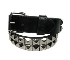 2-radový opasok vybíjaný - Black & Pyramids (belt)