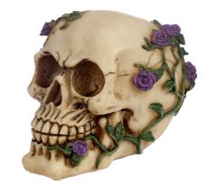 Lebka - s ružami - Purple (gothic) ozdobné gotické poháre, figúrky a lebky