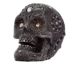 Lebka - Malá lebka s perleťovými kamienkami (gothic) ozdobné gotické poháre, figúrky a lebky