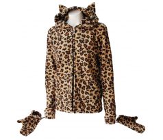 Dámska Mikina Darkside - Fur Natural Leopard Kitty Hood (Women´s hoodie) Dark Goth Anime