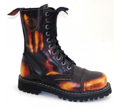 boty KMM 10-D M 100 - Yellow/Black/Red topánky KMM s oceľovou špicou