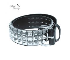 3-radový opasok vybíjaný - Black & Pyramids (belt) I CDAQUARIUS.COM Rock Shop