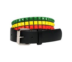 3-radový opasok vybíjaný - Rasta & Pyramids (belt) I CDAQUARIUS.COM Rock Shop